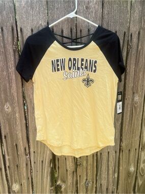 NFL New Orleans Saints Short Sleeve Raglan Tee - Gold & Black